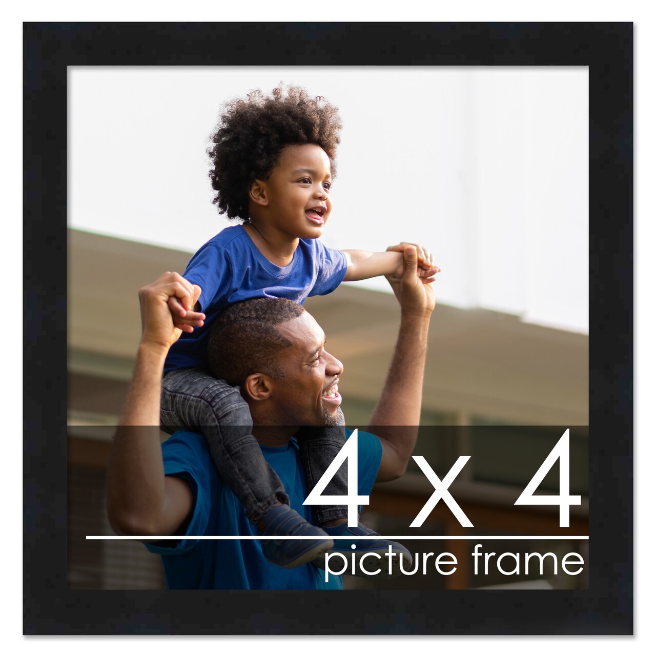 4x4 Modernist Black Picture Frame - UV Acrylic, Foam Board Backing, Hanging Hardware